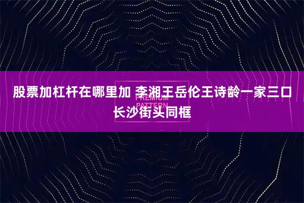 股票加杠杆在哪里加 李湘王岳伦王诗龄一家三口长沙街头同框